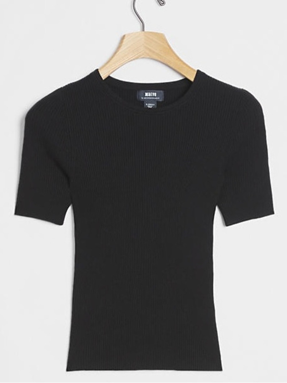 Maeve by Anthropologie Josefa Ribbed Tshirt Black